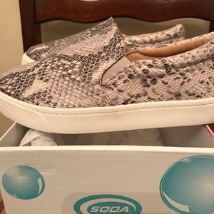 Soda Reign python slip on shoes